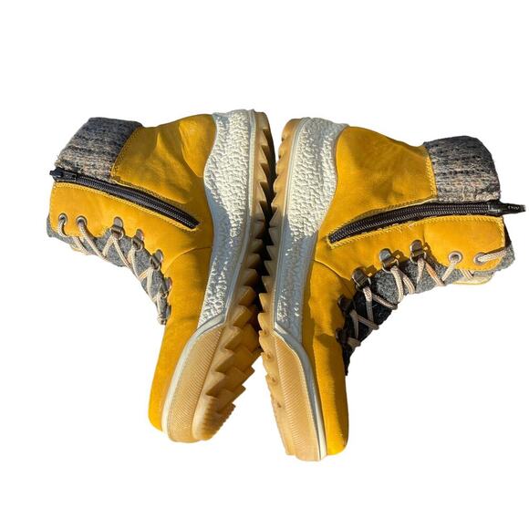 Rieker Yellow/Tan Side-Zip Lace Ankle Boots   - Size 37 - Picture 10 of 16